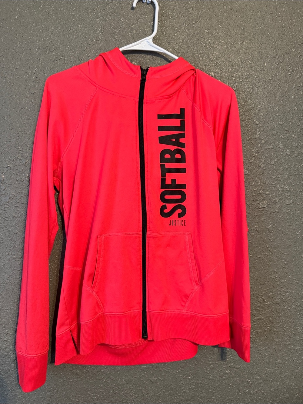 Justice Zip-Front Softball Hoodie - Neon Pink